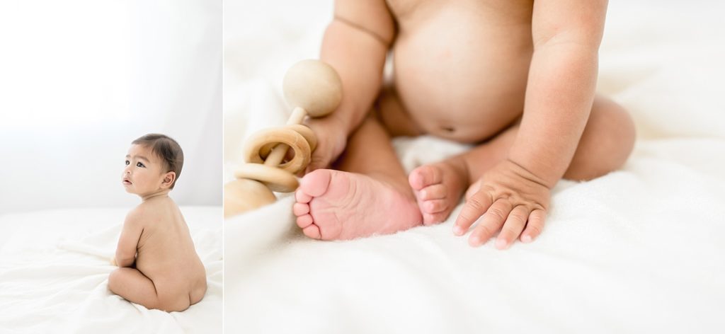 Newborn natural lighting Tampa photographer taking beautiful 6-month baby studio session photos