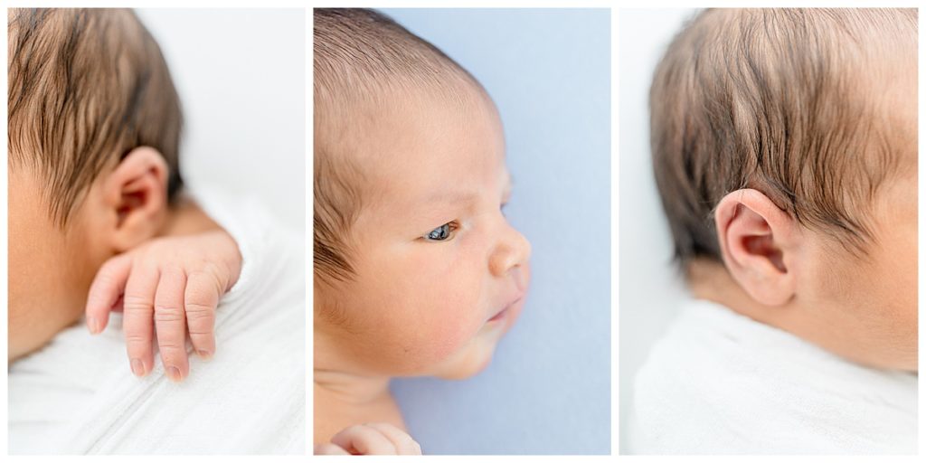 Newborn natural lighting Tampa photographer taking beautiful baby studio photos