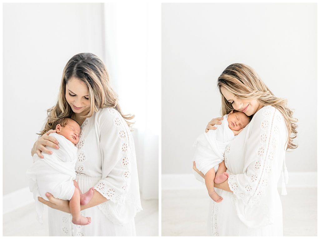 Newborn natural lighting Tampa photographer taking beautiful baby studio photos