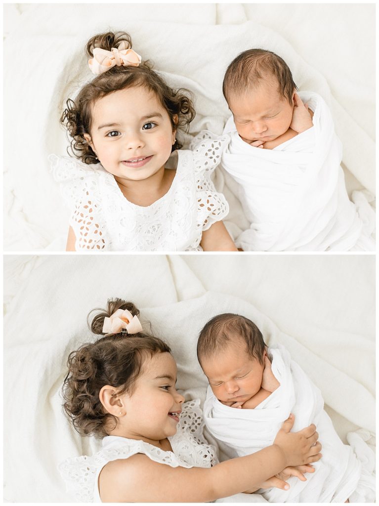 Newborn natural lighting Tampa photographer taking beautiful baby studio photos