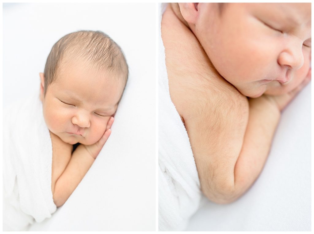 Newborn natural lighting Tampa photographer taking beautiful baby studio photos