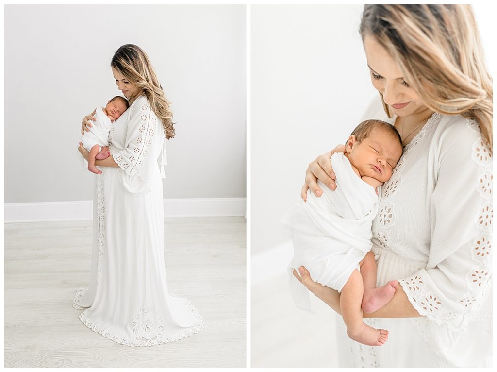 Newborn natural lighting Tampa photographer taking beautiful baby studio photos