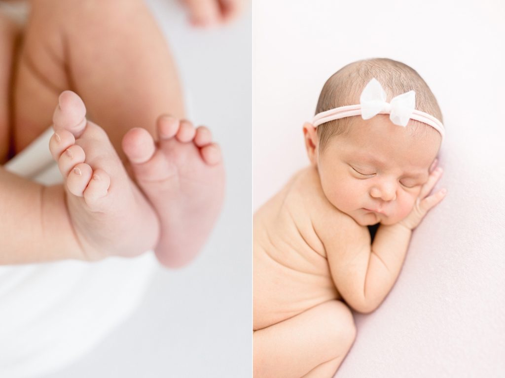 Newborn natural lighting Tampa photographer taking beautiful baby studio photos