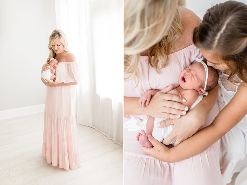 Newborn natural lighting Tampa photographer taking beautiful baby studio photos