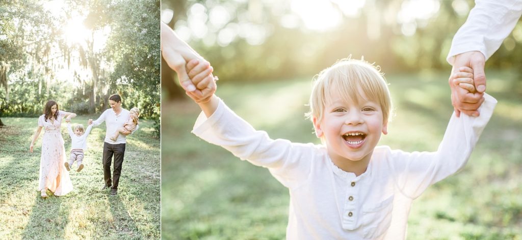 Tampa family photographer taking beautiful outdoor photos in open grassy area