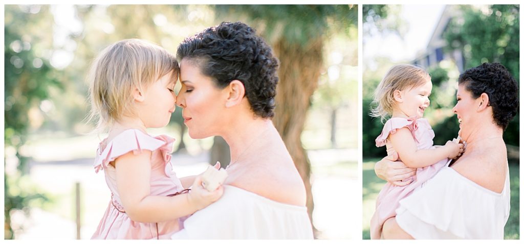 Natural lighting photographer taking Tampa Florida smile-filled Mommy and Me studio family photos