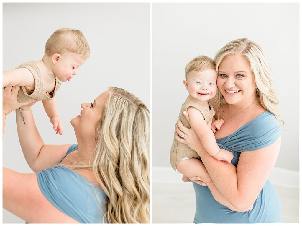 Newborn natural lighting photographer taking Tampa Florida smile-filled one year milestone family photos