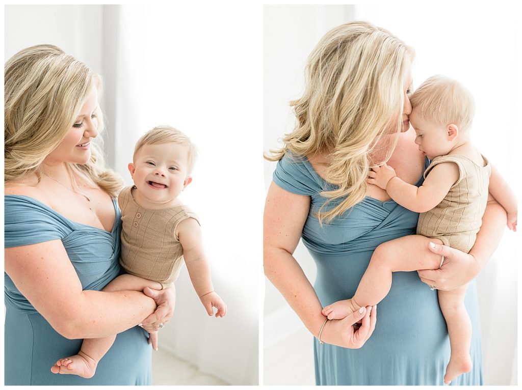 Natural lighting photographer taking Tampa Florida smile-filled one year milestone family photos