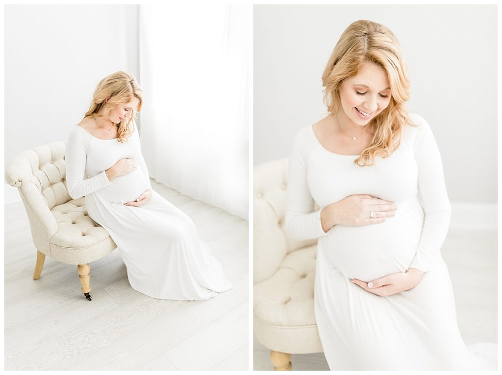Tampa maternity photography inside stunning natural lighting studio