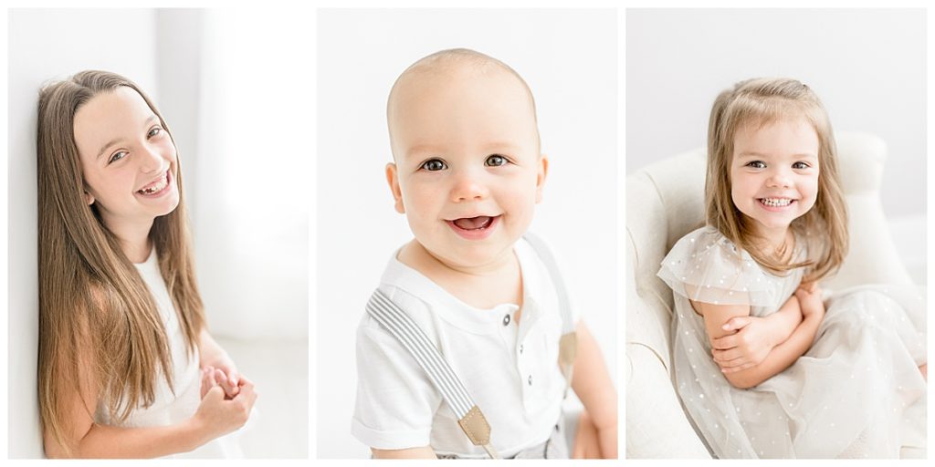 Newborn natural lighting Tampa photographer taking beautiful smile-filled simplicity studio family photos