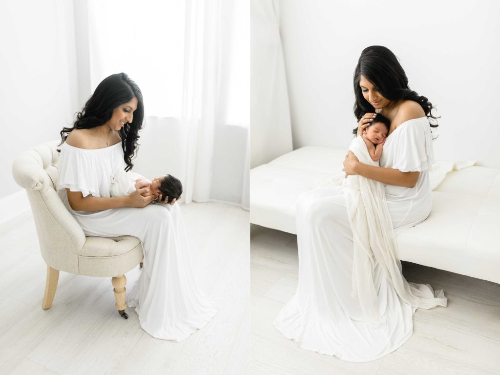 Newborn natural lighting photographer taking Tampa Florida baby studio photos