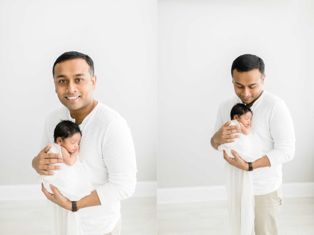 Newborn natural lighting Tampa photographer taking beautiful baby studio photos