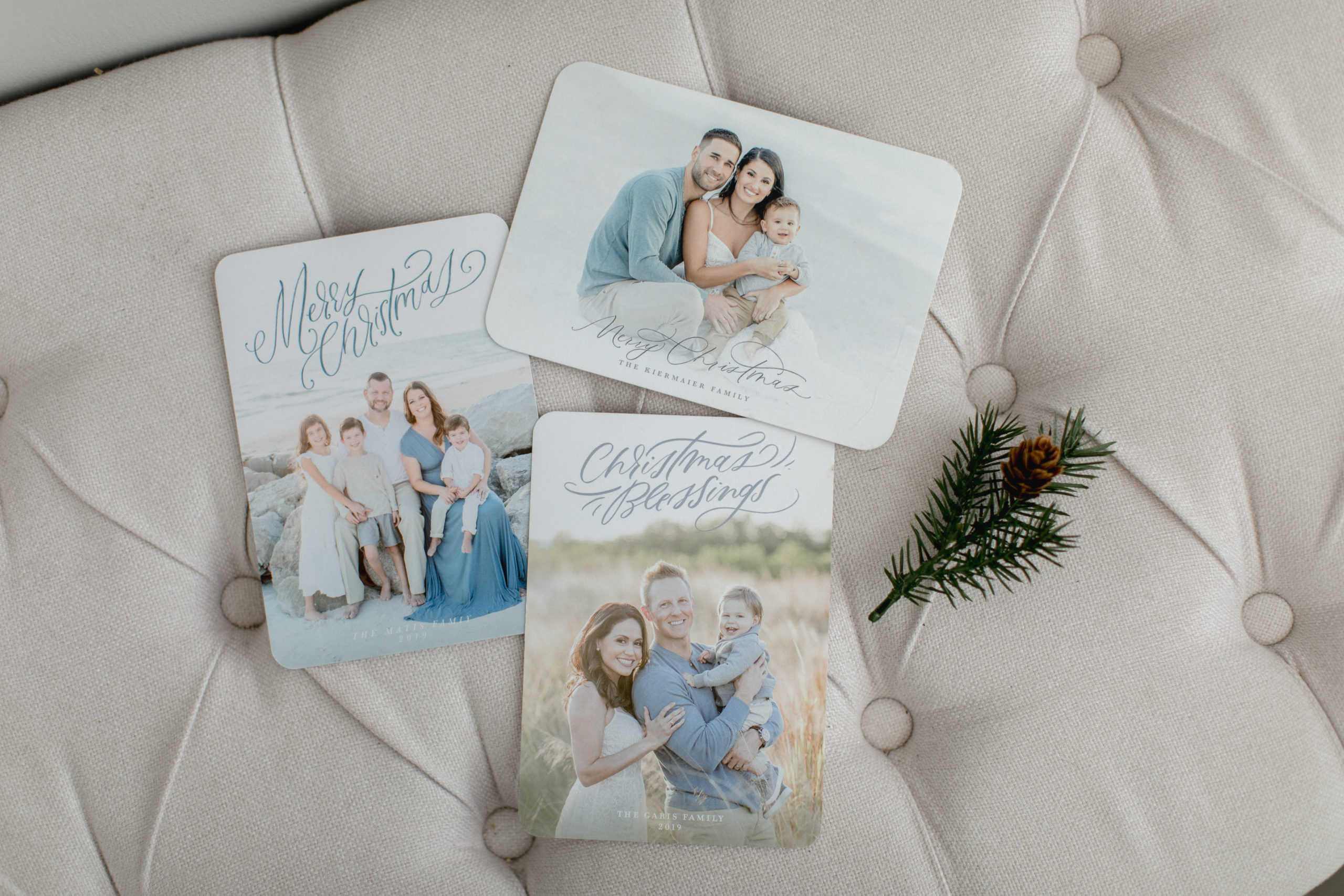 Horizontal version of Different examples of families's holiday cards