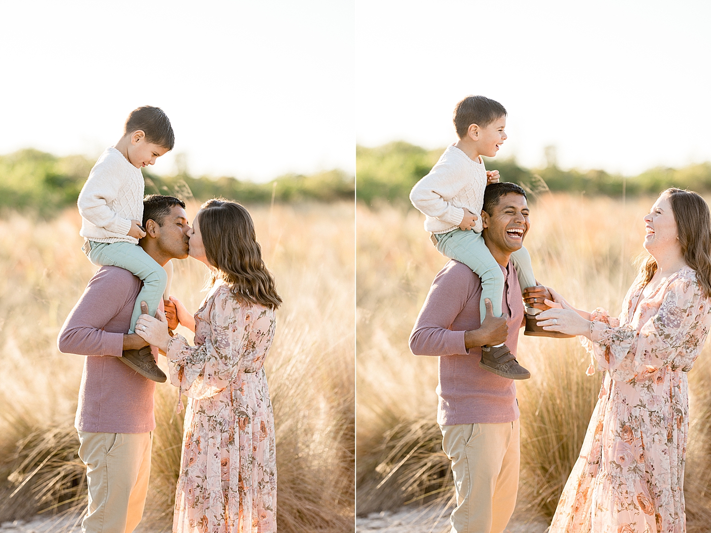Family photos at Cypress Point Park at sunset. Photos by Brittany Elise Photography.