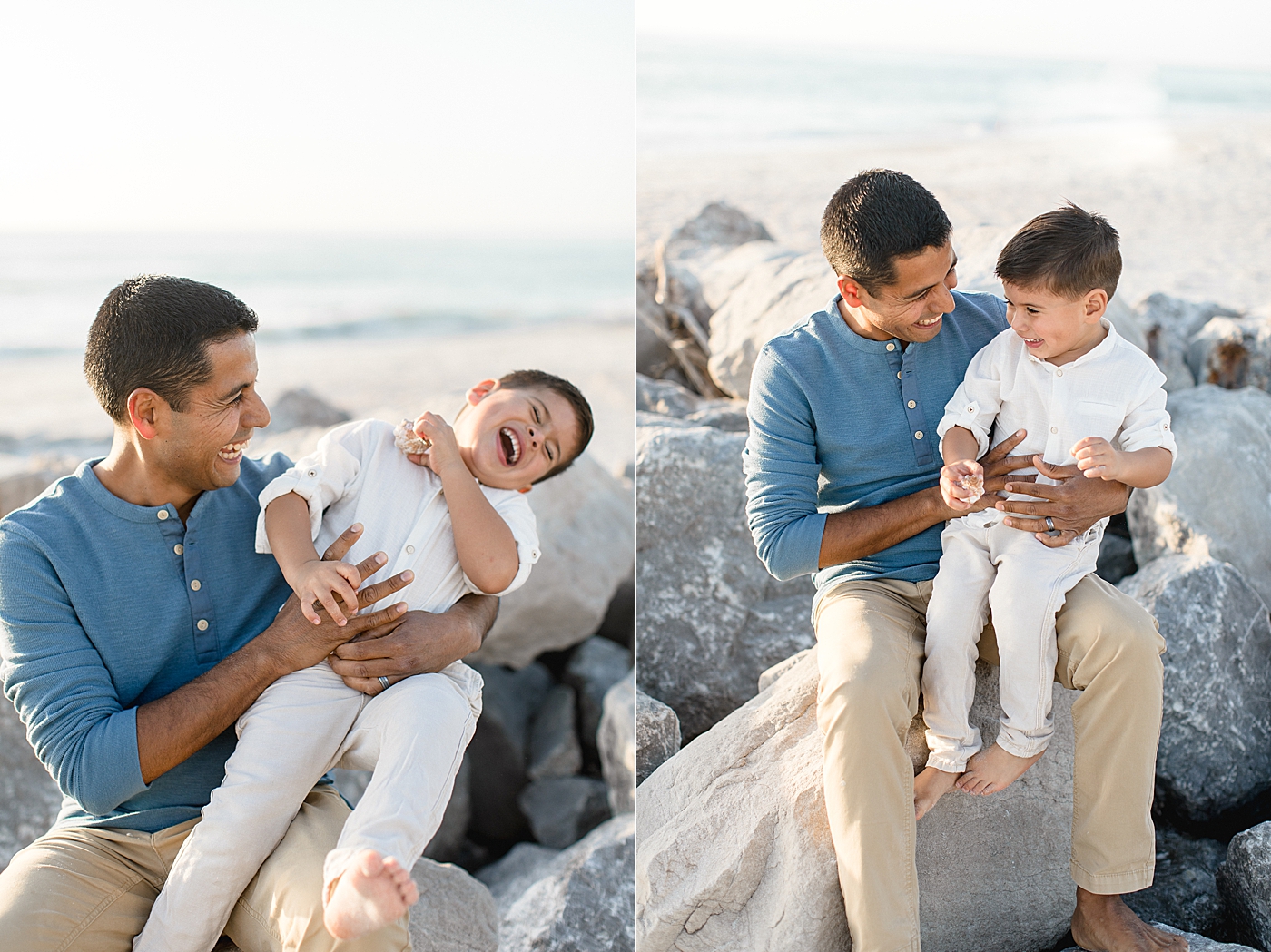 Dad and his son laughing together. Photos by Brittany Elise Photography.