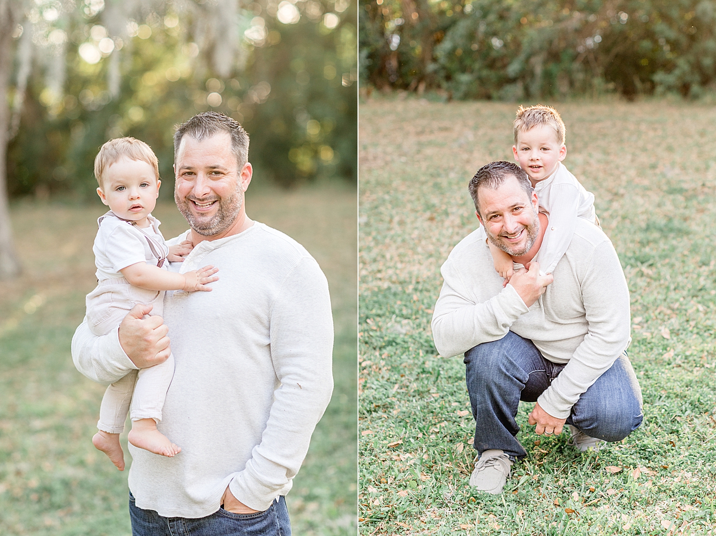 Dad holding his boys for family photos. Photo by Brittany Elise Photography.