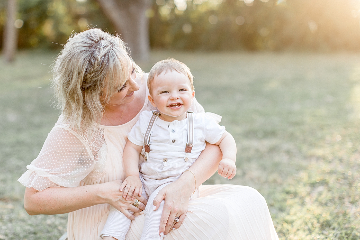 Sunset photoshoot with Mom and her one year old son. Photo by Brittany Elise Photography.