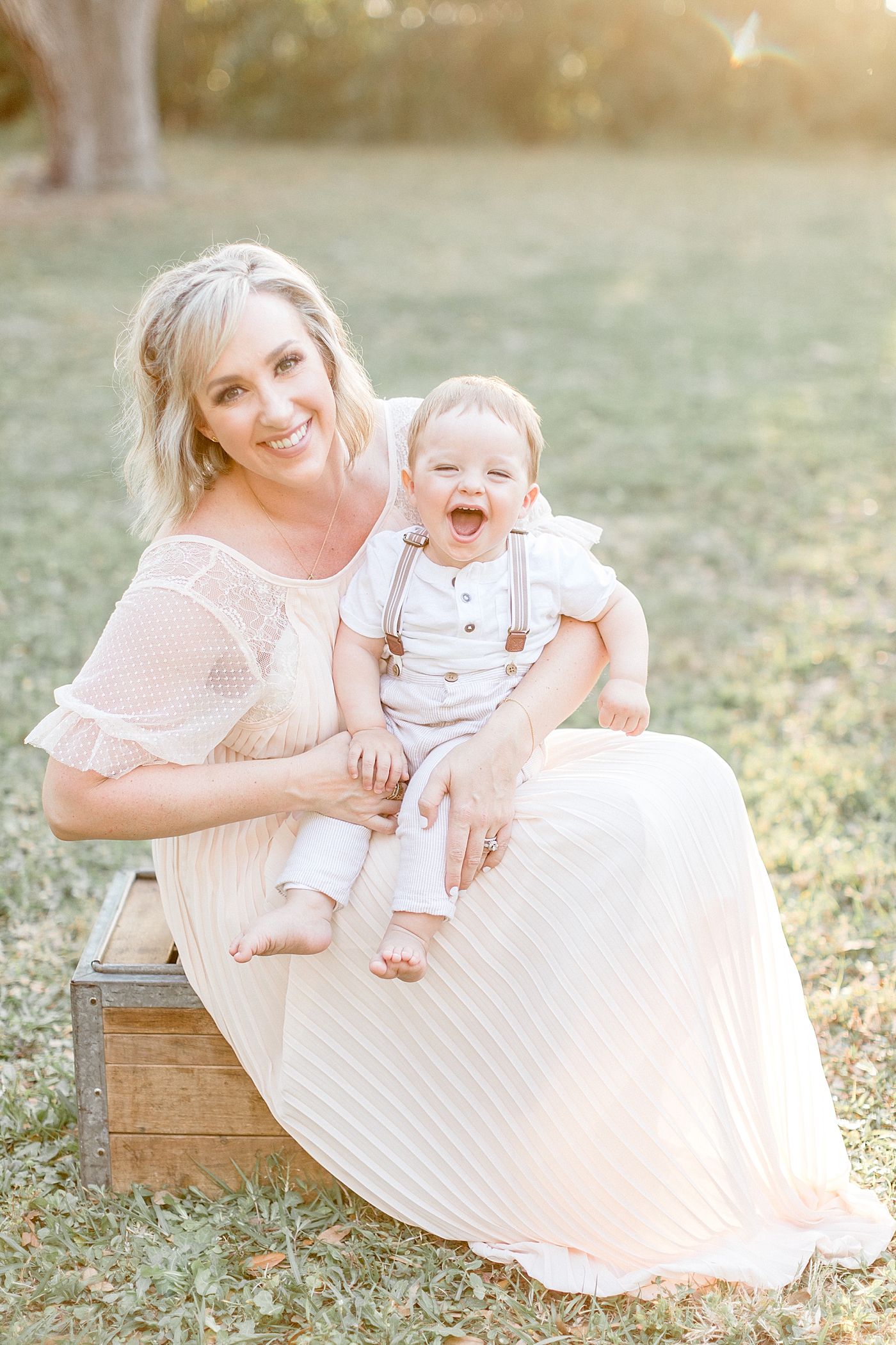 Sunset photoshoot with Mom and her one year old son. Photo by Brittany Elise Photography.
