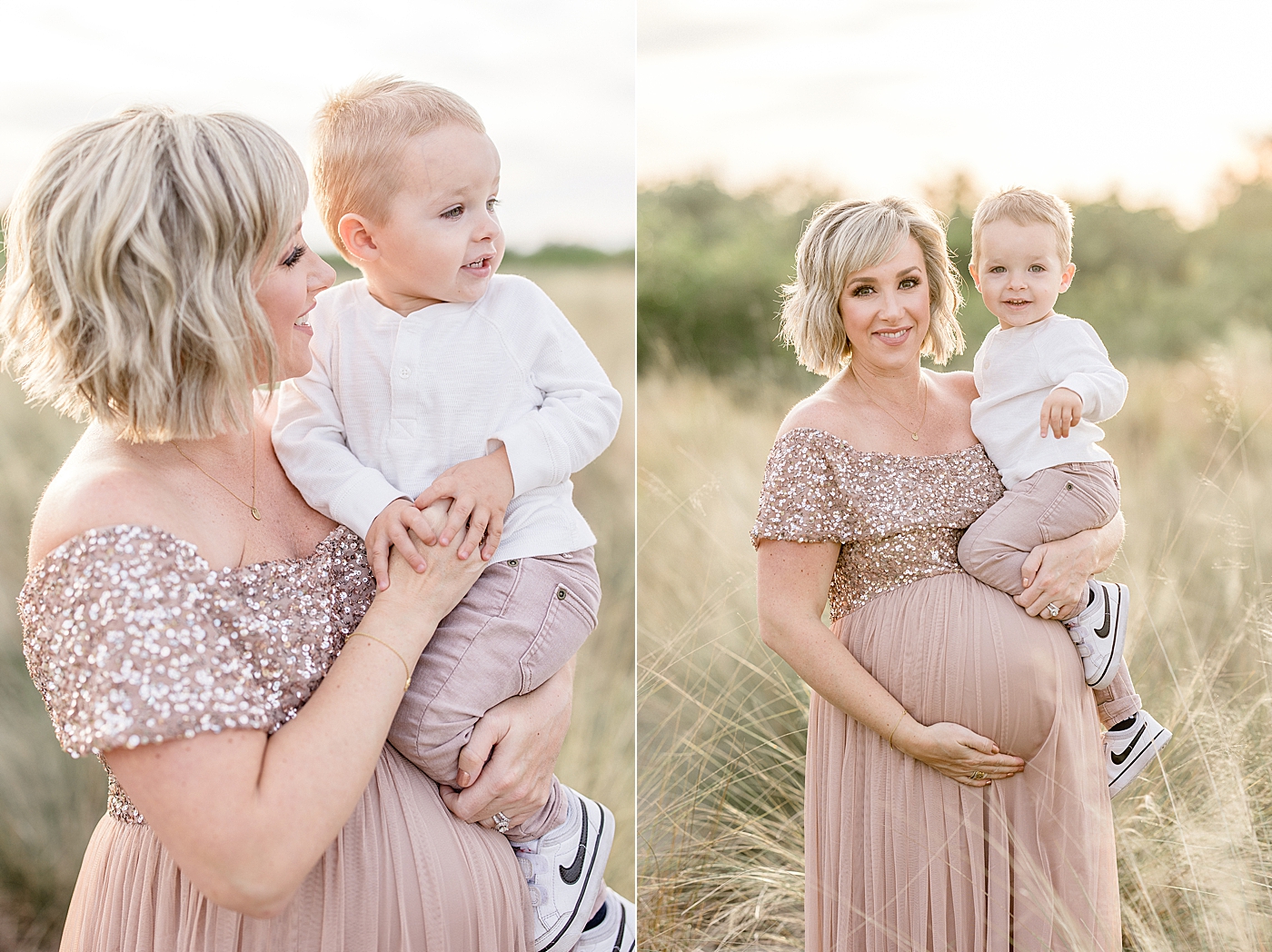 Pregnant Mama holding her young toddler son for pregnancy photoshoot. Photos by Brittany Elise Photography.