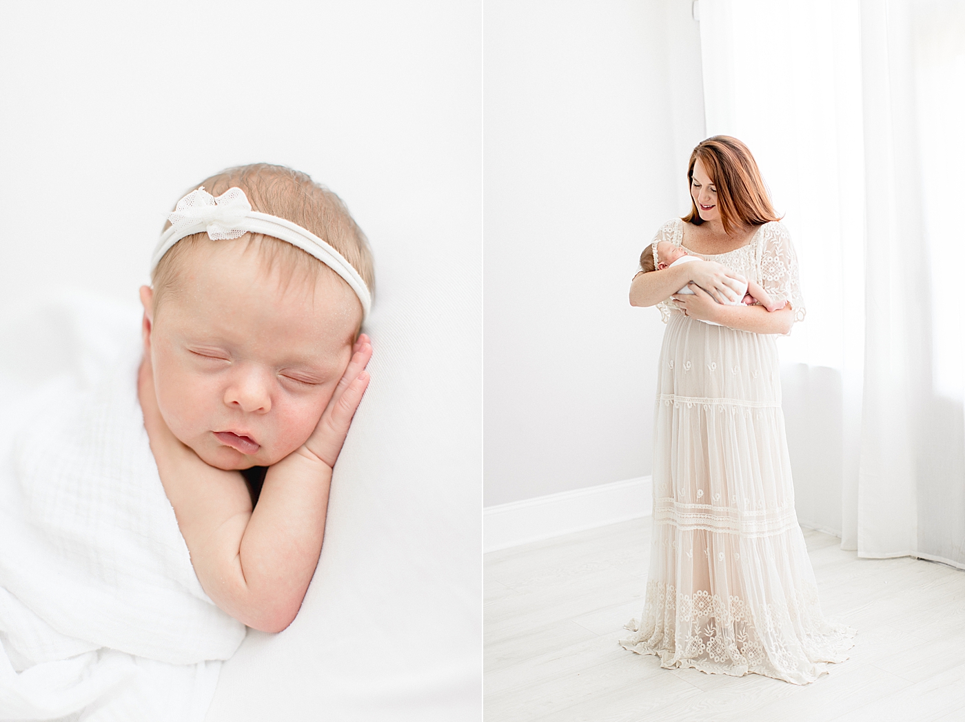 Newborn photos with baby girl in studio in Tampa. Photo by Brittany Elise Photography.