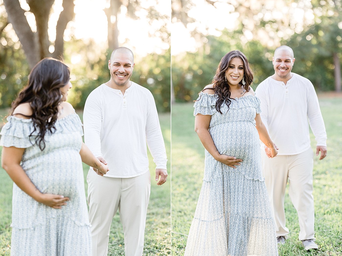 Couple walking together during maternity photoshoot. Photo by Brittany Elise Photography.