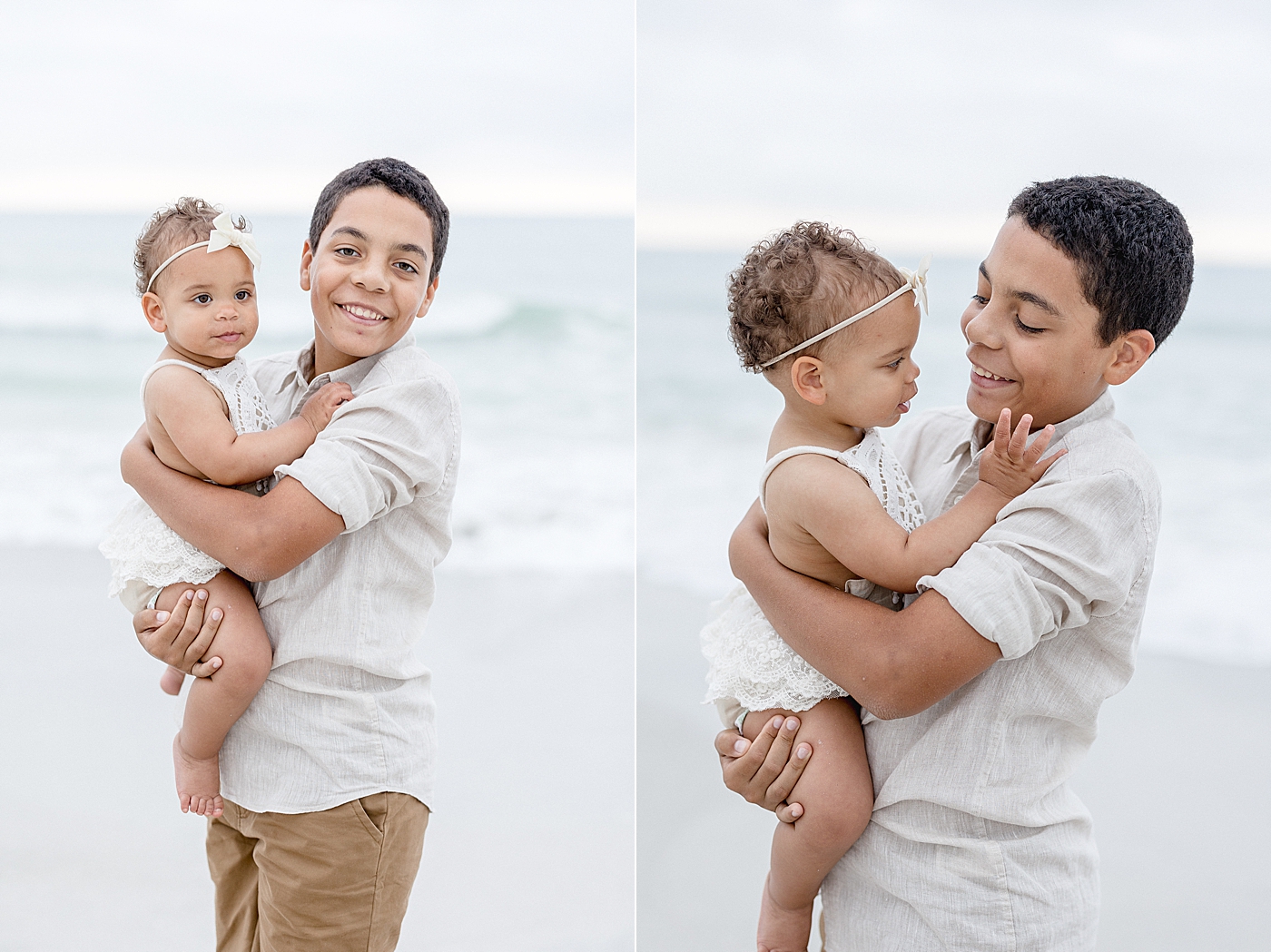 Sibling photos between big brother and baby sister. Photo by Brittany Elise Photography.
