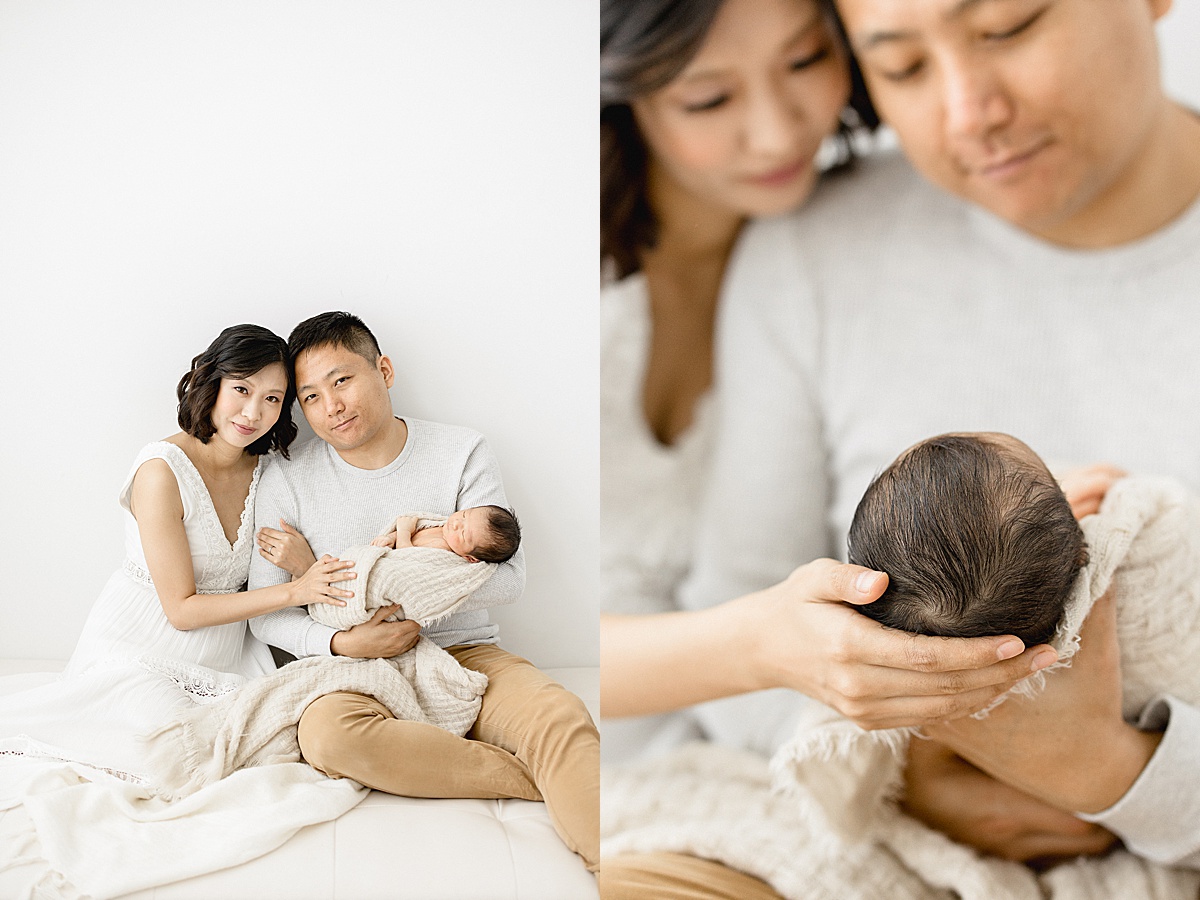 Studio newborn session in Tampa with first-time parents and son. Photo by Brittany Elise Photography.