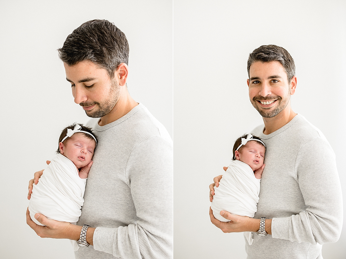 Dad holding his baby girl on his chest. Photos by Brittany Elise Photography.