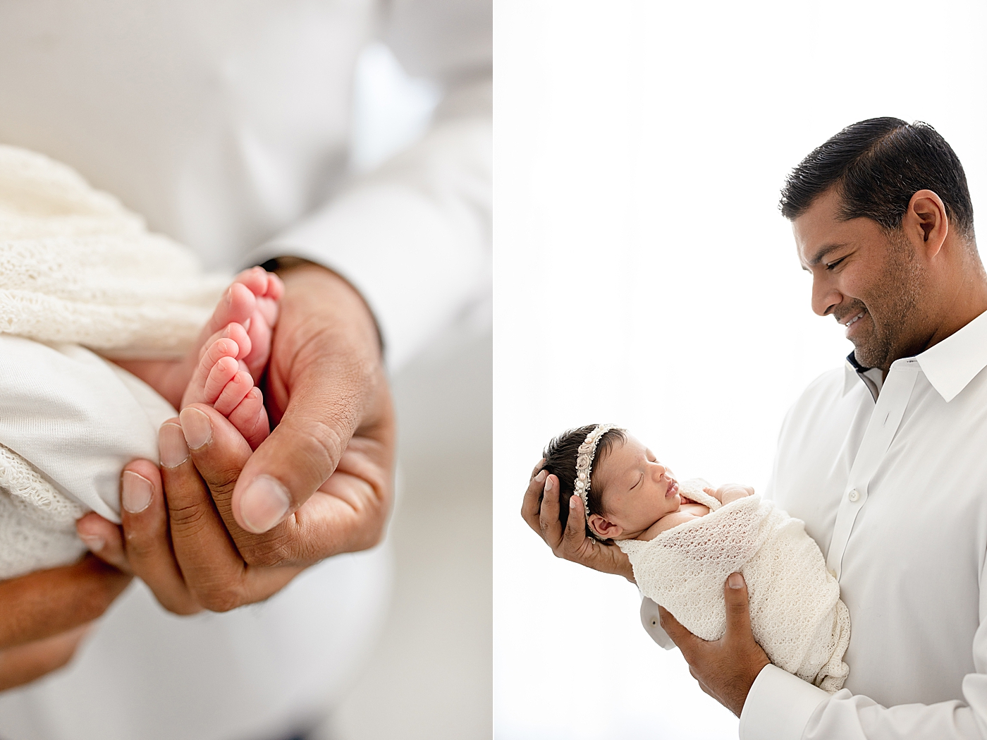 Dad holding baby girl in his hands. Photo by Brittany Elise Photography.