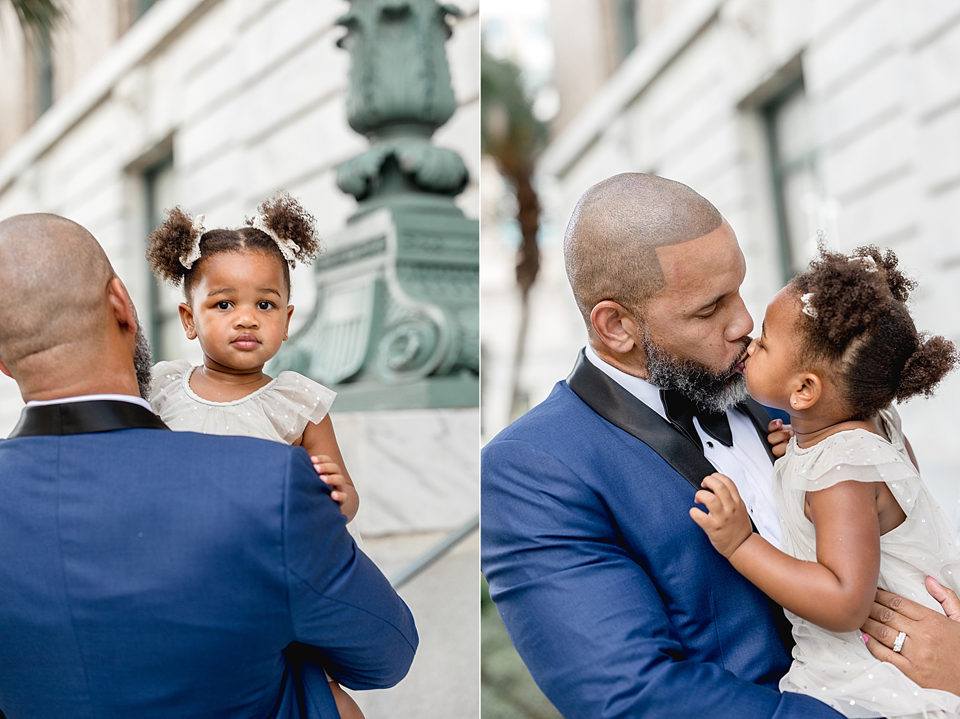 Dad holding his baby girl for her two year old photoshoot. Photos by Brittany Elise Photography.
