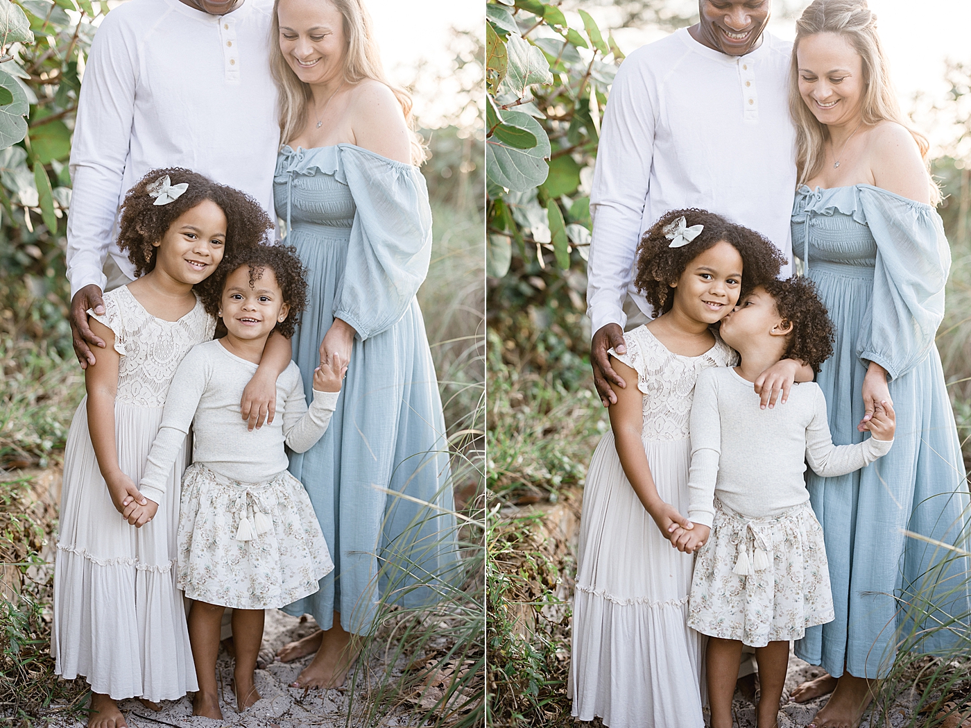 Sisters being sweet during family portraits with Brittany Elise Photography.