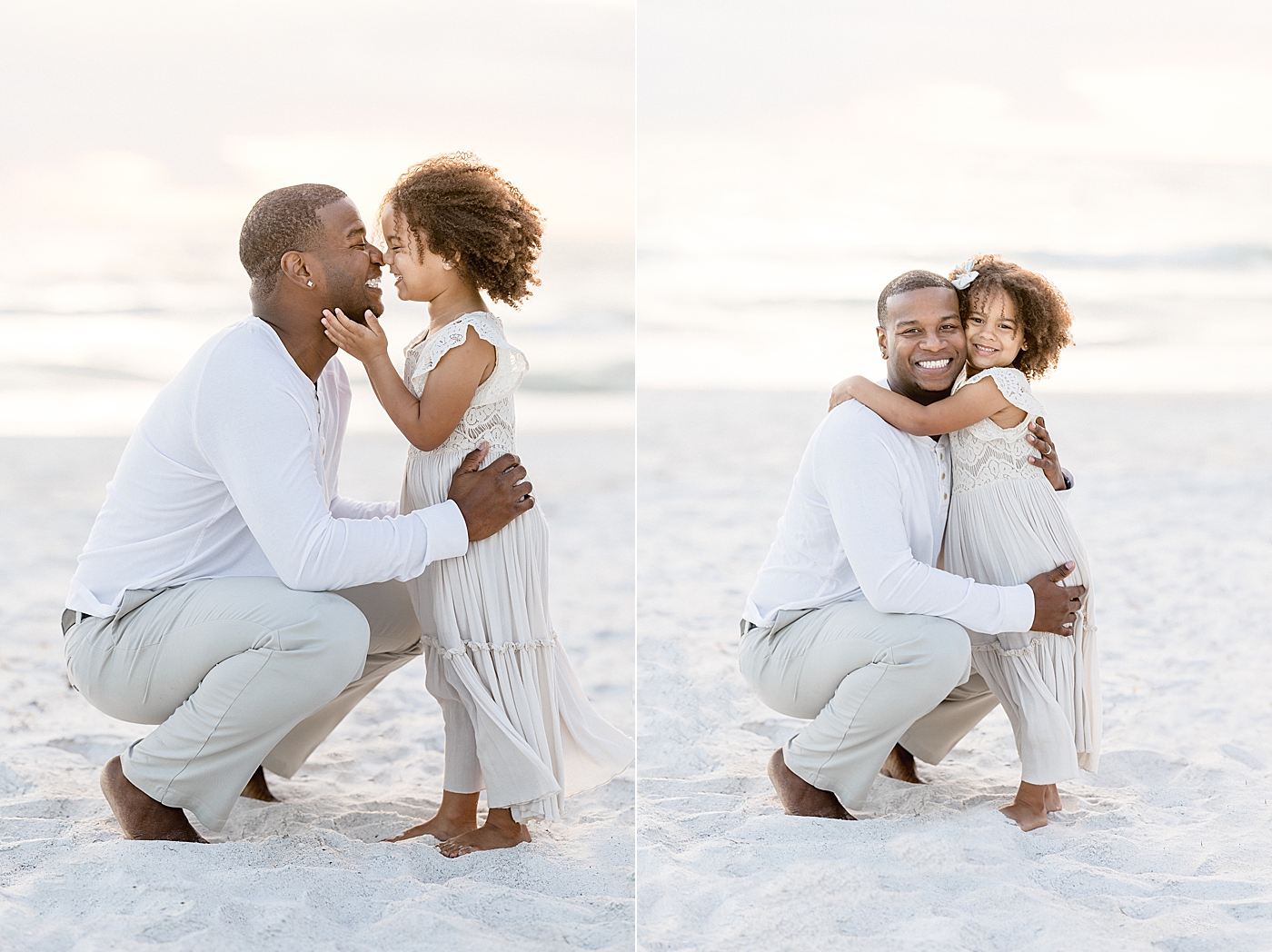 Dad with his little girl on the beach. Photo by Brittany Elise Photography.