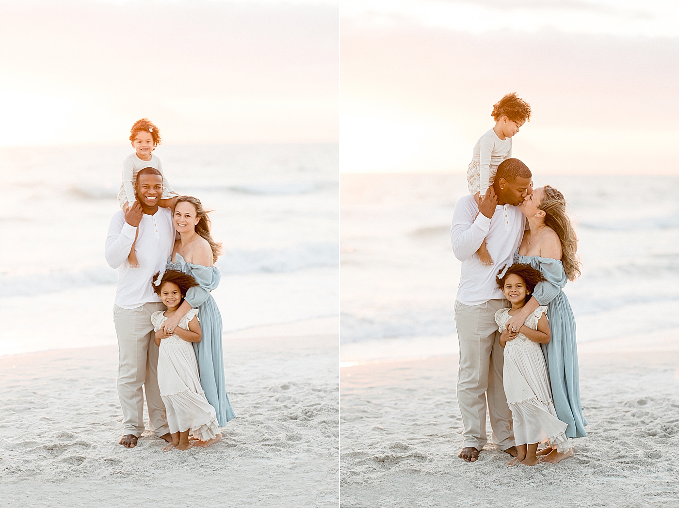 Sunset beach session for family of four in Tampa. Photo by Brittany Elise Photography.